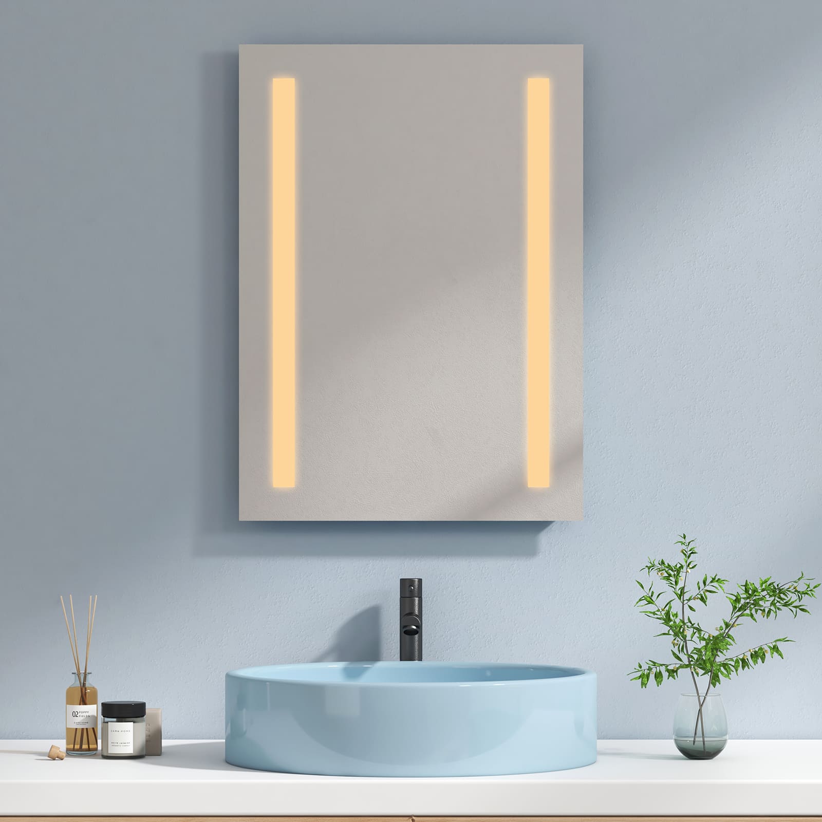 Emke „lm01 Led - Badspiegel Rechteckig Vertikal-montage 50x70+warmweiß