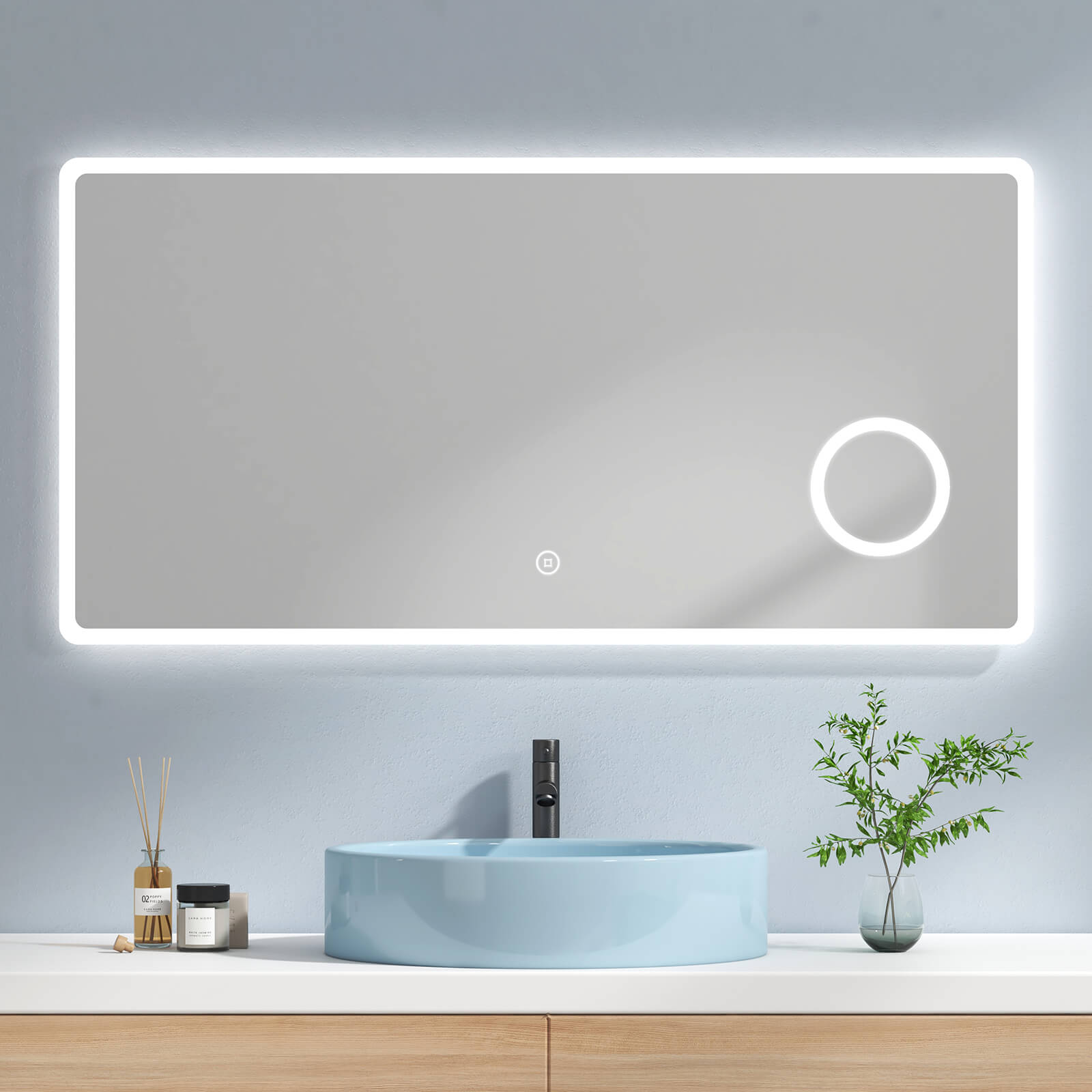Emke „lm13 Led-badspiegel Mit Integriertem Schminkspiegel 120x60+touch+kaltweiß