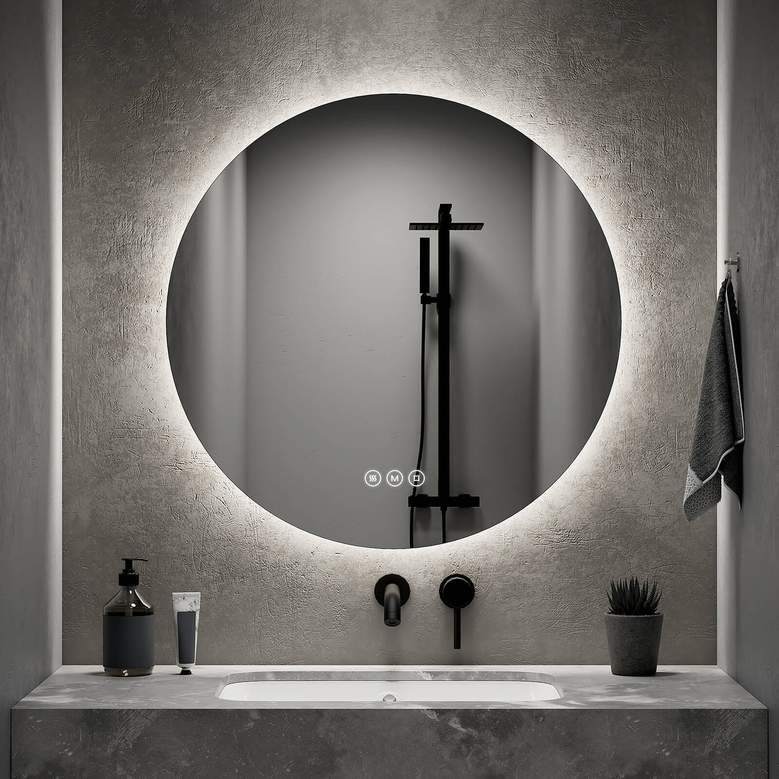 Emke „olm03  Runder Led-badspiegel Rahmenlos ?70 3000/4000/6500