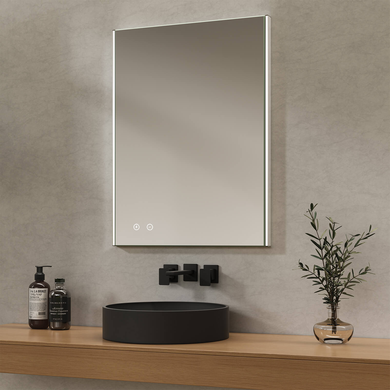 Emke „lm14 Led-badspiegel Mit Verschiedenen Funktionen 60x80+touch+kaltweiß+anti-beschlag