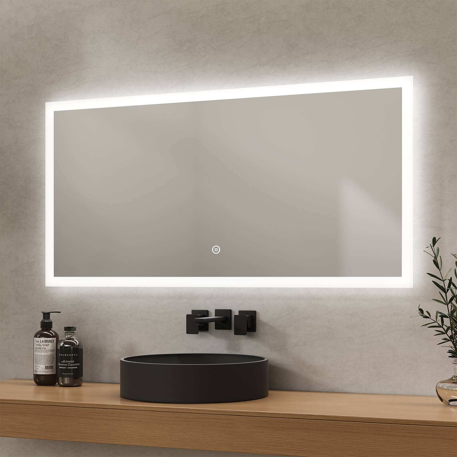 Emke Nlm03 Led-badspiegel Mit Touch-schalter Rechteckig  Optional Mit Anti-beschlag 120x60+touch+kaltweiß