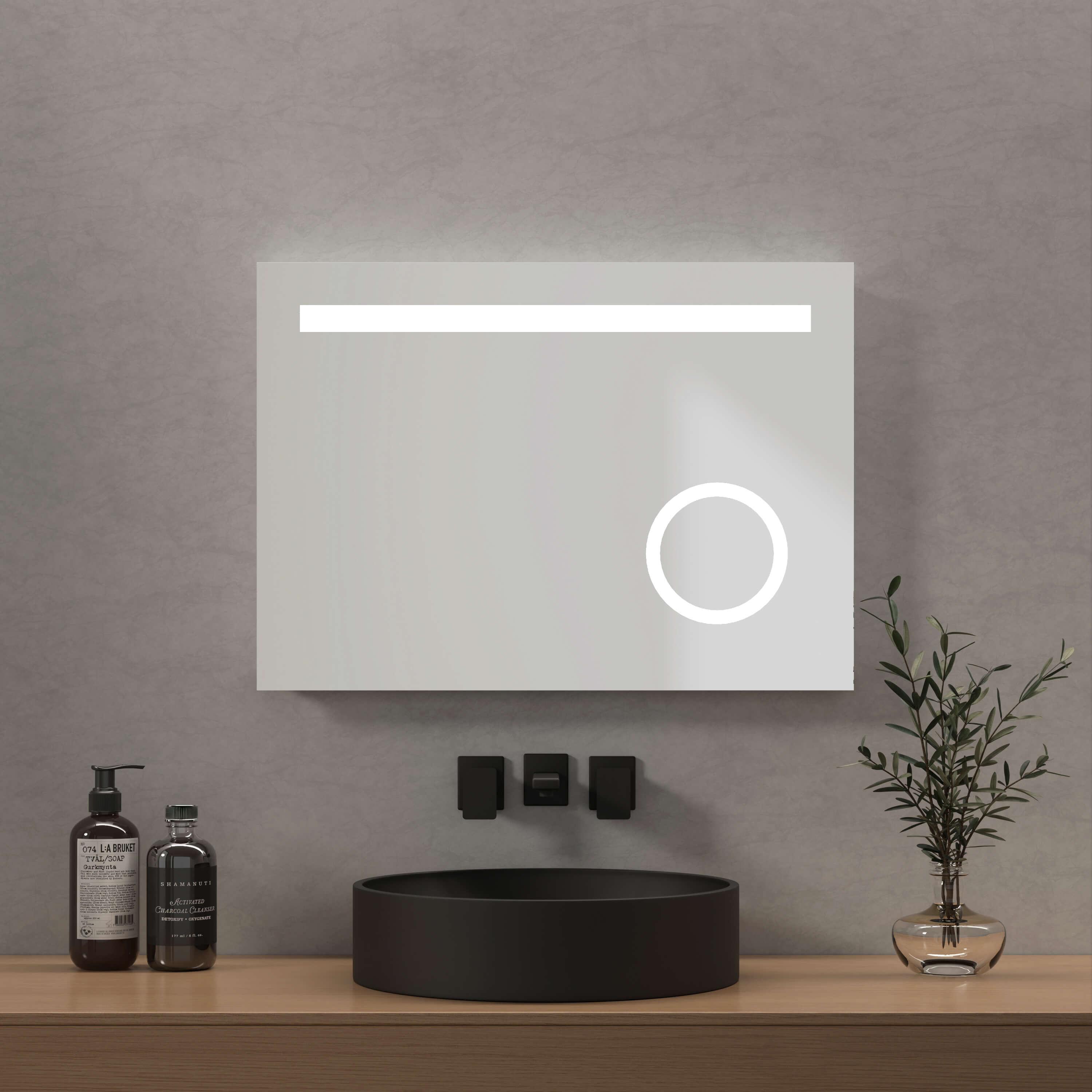 Emke „lm08 Led-badspiegel Mit Integriertem Schminkspiegel Und Anti-beschlag-funktion 70x50