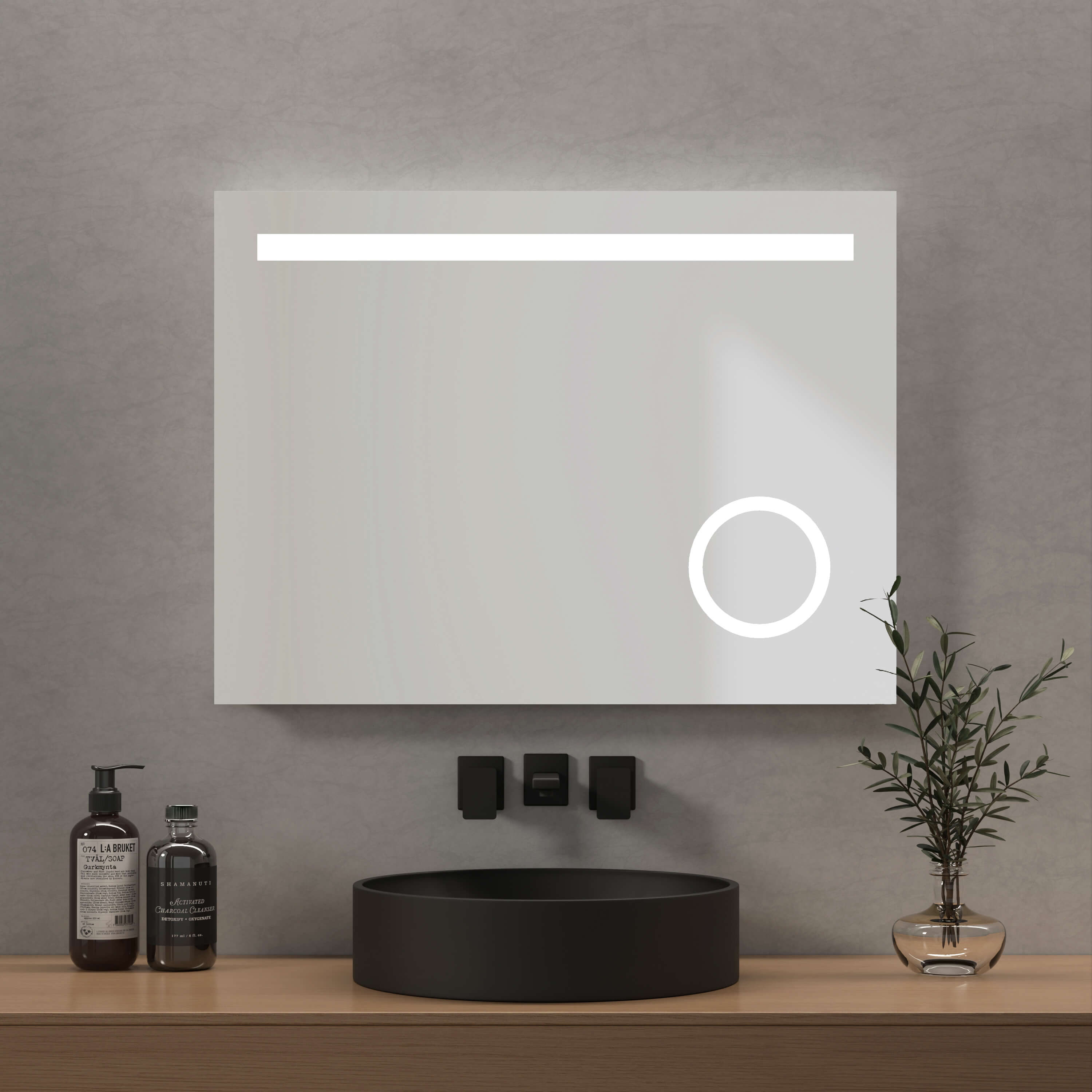 Emke „lm08 Led-badspiegel Mit Integriertem Schminkspiegel Und Anti-beschlag-funktion 80x60