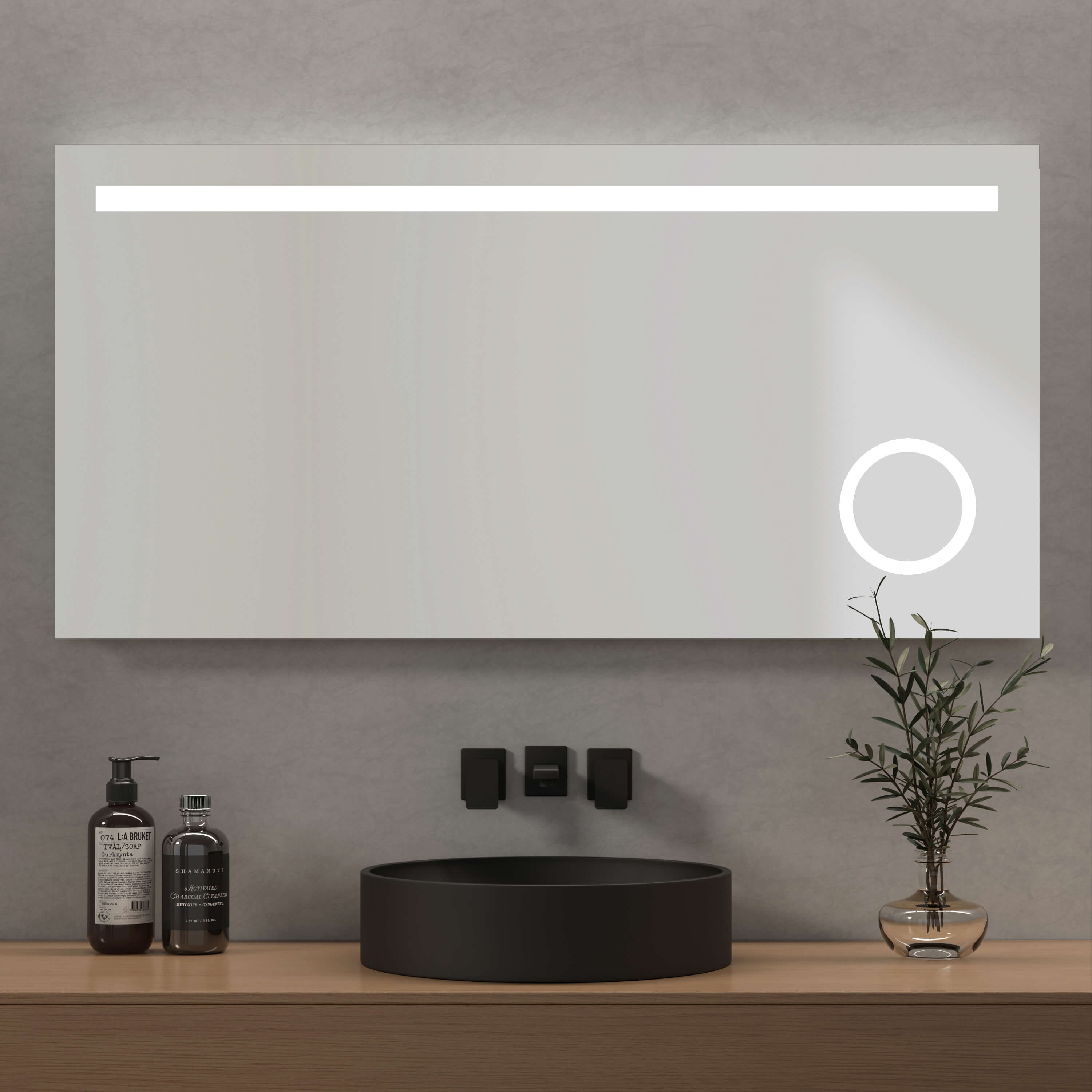 Emke „lm08 Led-badspiegel Mit Integriertem Schminkspiegel Und Anti-beschlag-funktion 120x60
