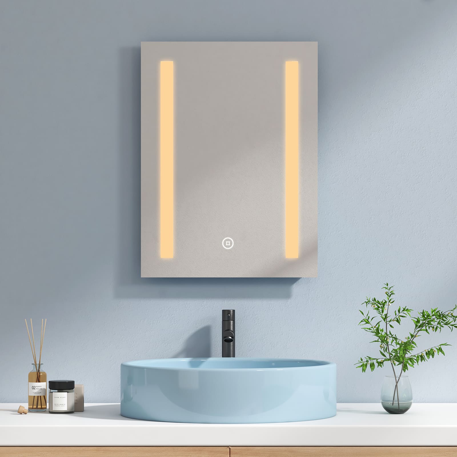 Emke „lm01 Led - Badspiegel Rechteckig Vertikal-montage 45x60+touch+anti-beschlag+warmweiß