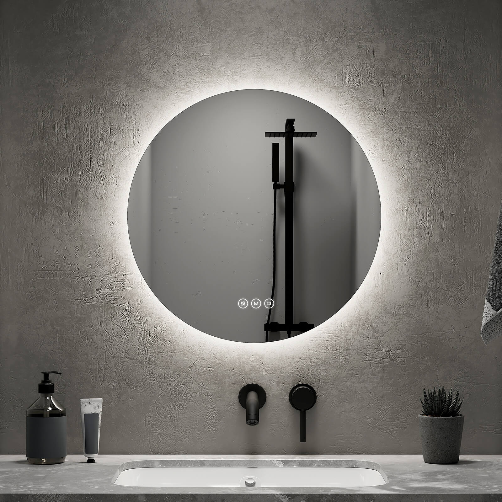 Emke „olm03  Runder Led-badspiegel Rahmenlos ?50 3000/4000/6500