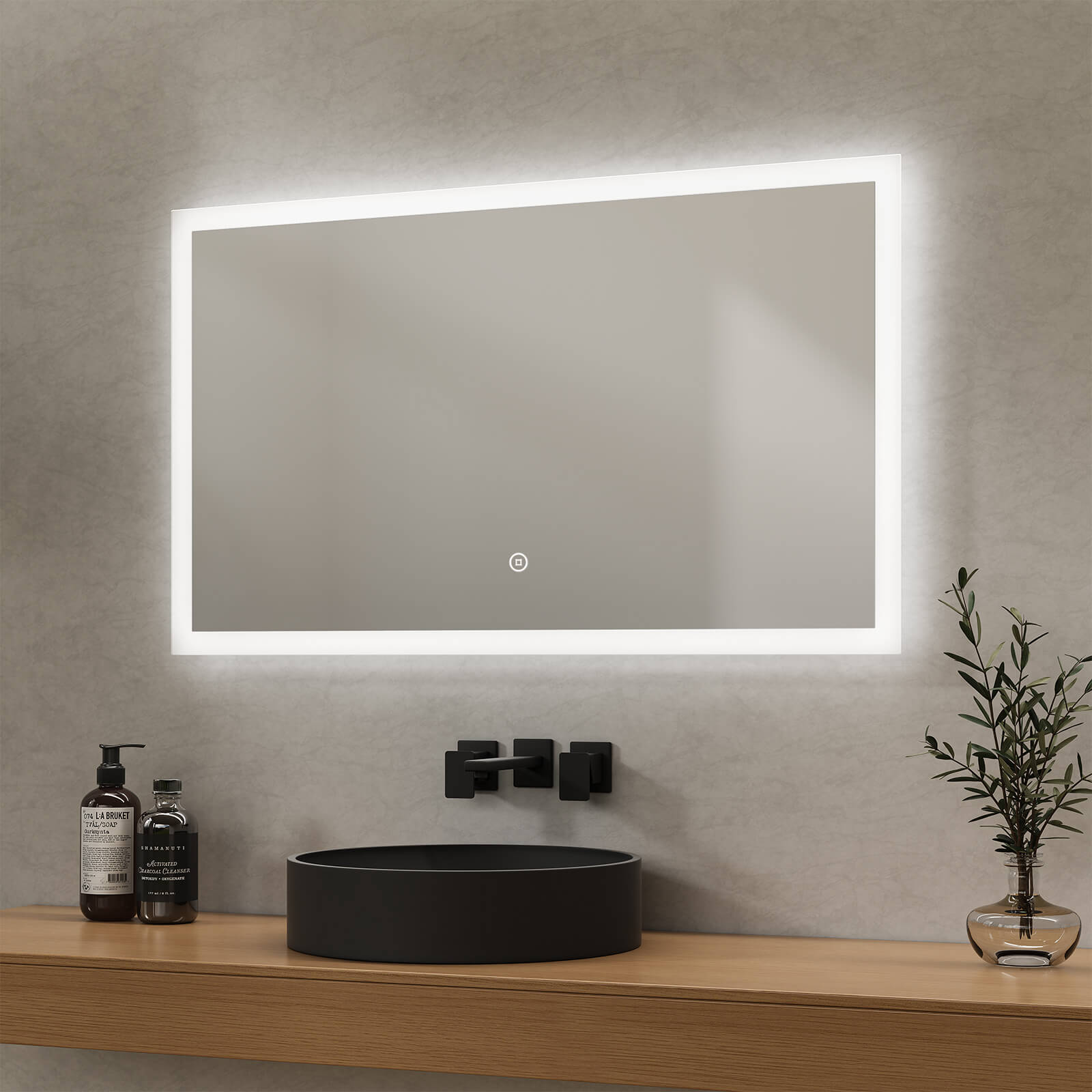 Emke Nlm03 Led-badspiegel Mit Touch-schalter Rechteckig  Optional Mit Anti-beschlag 100x60+touch+3 Lichtfarben (3000/4000/6500k)